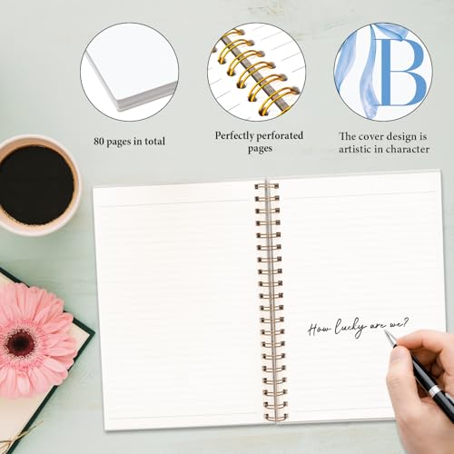 JXREQ Coquette Blue Bow Personalized Notebook, Initial Letter B Monogram Journal, Preppy Girly Ribbon Bow Journal, Monogrammed Gifts for Women, Aesthetic Spiral Notebook 5.5x8.3 - color: B Blue