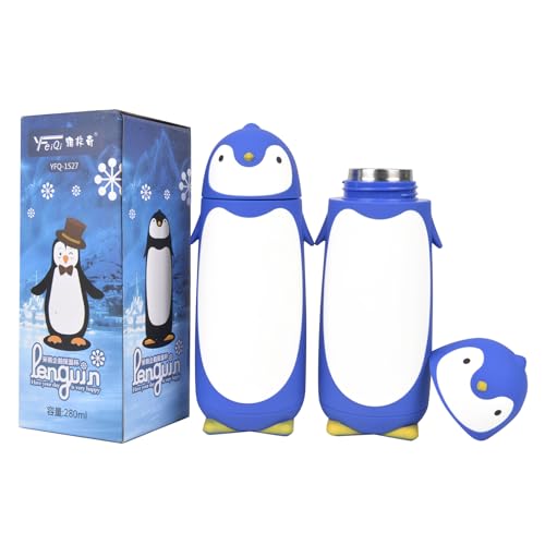 Penguin Insulated Water Bottle - Stainless Steel Vacuum Double Walled Bottle Flask Travel Mug for Kids, Students, 9.6oz, Blue - color: Blue