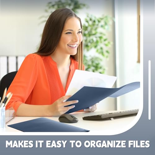 Henoyso 60 Pack Plastic Folders with Clear Front Pockets Bulk Heavy Duty File Folders with 2 Pockets and Card Slot for Student Teacher Back to School Supplies Office Presentation (Navy Blue) - color: Navy Blue