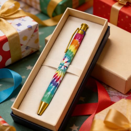 Ballpoint Pen 4Pcs Click Black Ink Metal Retractable 1.0 mm Medium Ballpoint Pens Quick Dry for Office School (Colorful) - color: Colorful