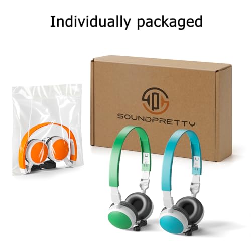 3-Pack Individually Wired Classroom Headphones - No Mic Headphones with 3.5mm Jack, Multi-Color Bulk School Headsets for School/Library/Testing Room, Each in Protective PP Bags - size: 3-PACK