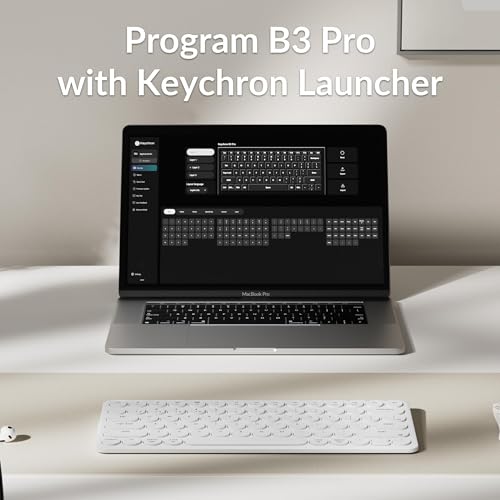 Keychron B3 Pro 75% Ultra-Slim Wireless Keyboard, 2.4GHz, Bluetooth 5.2 / Wired USB Connection, Portable Silent White Bluetooth Keyboard for Mac Windows Linux Tablet Phone - color: White