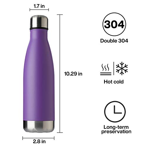 MEWAY 17oz Sport Water Bottle 8 Pack Vacuum Insulated Stainless Steel Leak-Proof Double Wall Cola Shape Water Bottle,Keep Drinks Hot & Cold (Purple,8 Pack) - color: Purple
