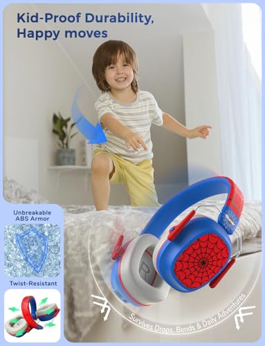 iClever Noise Cancelling Headphones for Kids Adults, Bluetooth Ear Protection with 60H Play Time, Safe Volume 80dBA, Noise Reduction Headphones for Autism Fireworks/Monster Truck, FOCUS - color: Red & Blue
