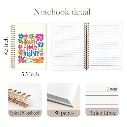 Boho Floral Teacher Notebook, Teacher Appreciation Gifts Journal For Women, Motivational Floral Teach Love Inspire Notebooks, 5.5x8.3 Inch - color: Boho