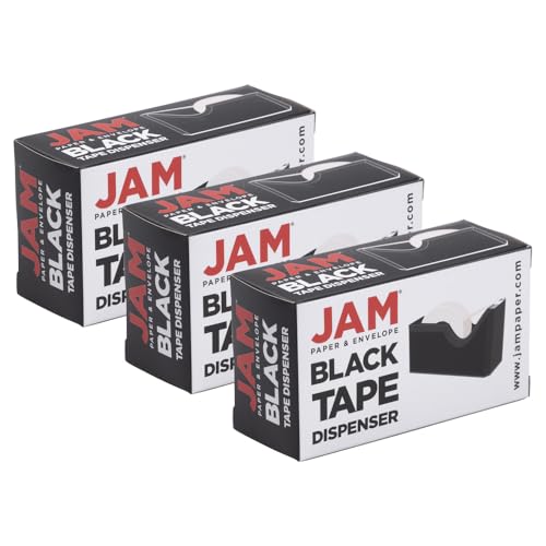 JAM PAPER Colorful Desk Tape Dispensers - Black - 3/Pack - color: Black, size: Pack of 3