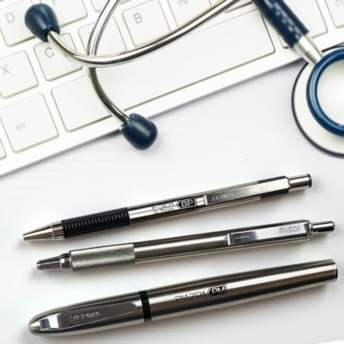 Zebra Pen Stainless Steel Writing Set, M-301 Mechanical Pencil and F-301 0.7mm Ballpoint Black Ink Pen, Ideal for Note-Taking, Sketching and Journaling, 2-Pack (57011) - color: Black Set E