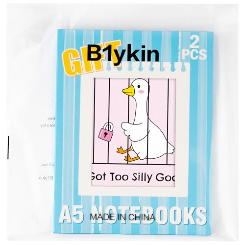 B1ykin A5 Spiral Notebooks - 2Pcs 50 sheets 100 Pages, Funny Goose Design | Wire Bound Travel Journal, Spiral Notepad, Memo Diary for Kids Back to School Office Supplies