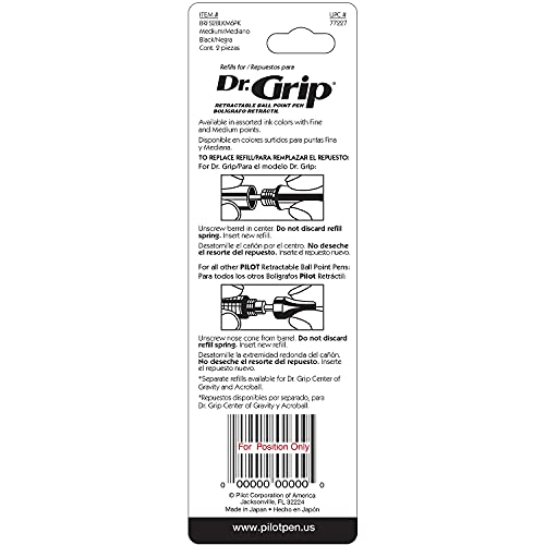 PILOT Dr. Grip Limited Refillable & Retractable Gel Pen, Medium Point, Black Ink, 2-Pack - Ideal for School, Journaling & Office Writing - color: Black, style: Medium (1.0mm)