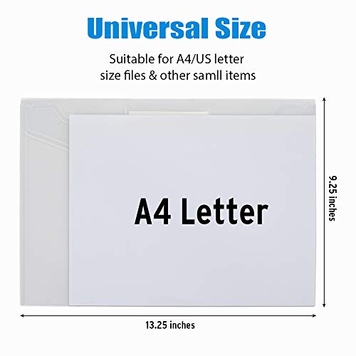 Sooez 10 Pack Plastic Envelopes File Folders, Clear Folder for Document US Letter A4 Size Poly Envelopes with Label Pockets for School Home Work Office Organizer, Clear