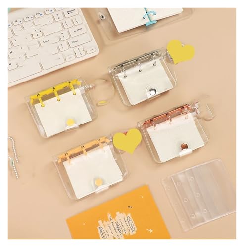 NSKQUFDNFKA JIANWU Cute Mini 3 Ring Loose-leaf Book Transparent Portable Student Journal Binder Notebook Kawaii Stationery School Supplies(Blank 80sheets)