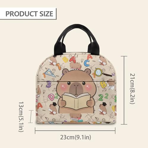 Kawaii Capybara Boys Lunch Box Large Capacity Insulated Lunch Bag Thermal Picnic Cool Bags for School Picnic Travel Hiking Camping - color: Kawaii Capybara Reading