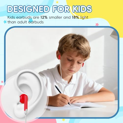 100 Pack Bulk Kids Earbuds for Classroom,Wired in-Ear Class Set,Wholesale Wired Stereo in Ear Student Ear Buds with 3.5 mm Jack,Individually Bagged(HLY101) - size: 100 PACK