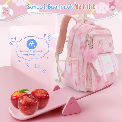 Girls Backpack,Cute Print School Kids Backpack with Insulated Lunch Box Pen Case Set,Kindergarten Elementary School Book Bag for Girls Children Students(3 pieces set -Pink) - color: 3 Pieces Set -Pink