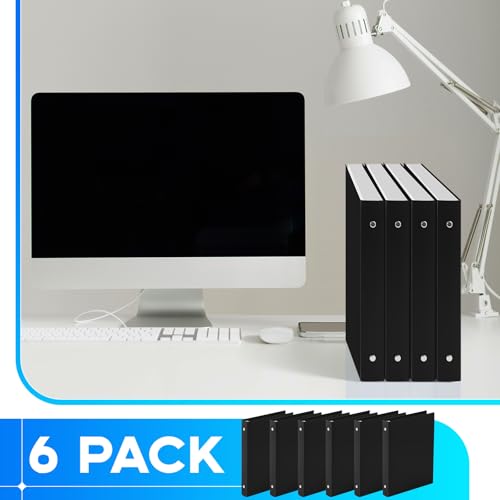 Henoyso 6 Pcs Plastic 1 Inch Mini 3 Ring Binders Fits 5.5" x 8.5" Paper, Holds(Capacity 200 Sheets), Flexible Three Round Rings Small Black A5 Binders Bulk for School, Office Use, Photo Album - color: Black, size: 1 Inch