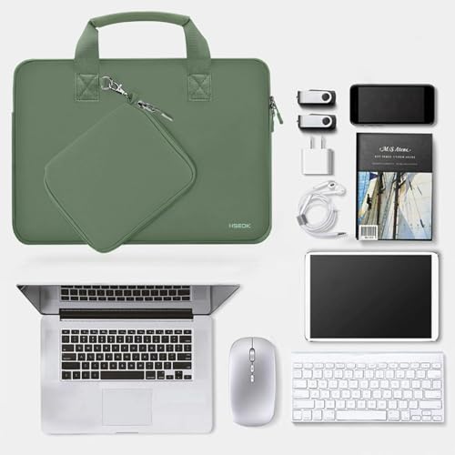 Hseok Laptop Sleeve 14 inch Case with Small Case, Compatible with MacBook Neo 14, MacBook Pro 14 M5/M4/M3/M2/M1, XPS 14 and Most 14 inch Notebooks, Neoprene Computer Handbag,Matcha green - color: Matcha Green, size: 14"