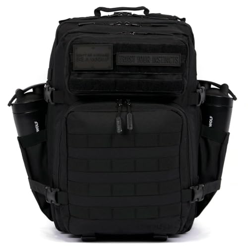 WOLFpak 45L Athletic Gym Backpack - Durable 1000D Waterproof Oxford Material with MOLLE Webbing, Laptop Pocket - color: Red Wolf