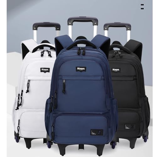 Rolling Backpack for Boys with Wheels Roller Backpack Wheeled School Bag for Teen Boys Black - color: G 6 Wheels-black, style: 6 Wheels