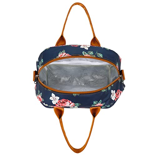 FlowFly Insulated Lunch Bag With Shoulder Strap for Women, Men, and Kids, Large and Reusable, Handle, Freezable Work and School Travel Tote and Meal Prep Organizer,Peony - color: Peony
