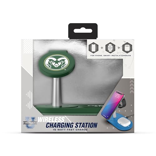 SOAR Collegiate 3-in-1 Wireless Charging Station - color: Colorado State Rams