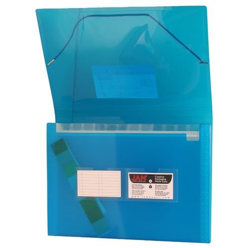 JAM PAPER 아코디언 폴더 - 13 포켓 플라스틱 확장 파일 - 레터 사이즈 - 22.9 x 33cm(9 x 13인치) - 블루 그리드 - 개별 판매 - color: 블루., size: Letter Size