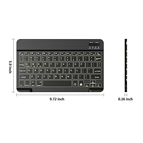 7 Color Backlit Bluetooth Keyboard for iPad 11th 10th Gen, iPad Pro M4 13 12.9 11 inch, iPad Air M3 M2 5th 4th Generation, iPad Mini iPhone Rechargeable Android Tablet Phone Wireless Keyboard (Black)
