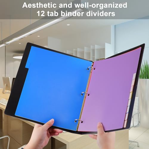 HABGP 12 Tab Dividers for 3 Ring Binder, 24 Pcs Multicolor 3 Ring Binder Dividers with Tabs, Page Folder Dividers, Plastic Tabbed File Dividers with Tabs, Three Ring Binder Index Dividers, 2 Set - size: 2 set (24 pcs)