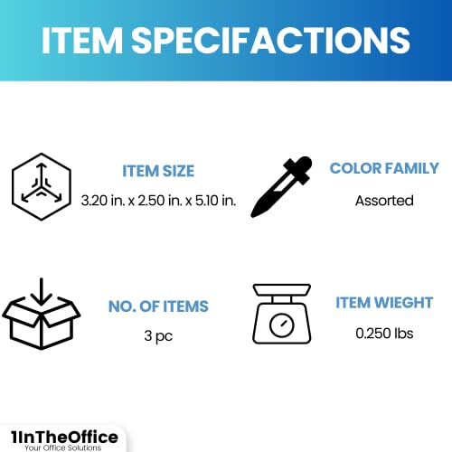 1InTheOffice Index Cards with Ring, Ruled Index Cards with Ring, 3" x5", 100 White Cards/Ring