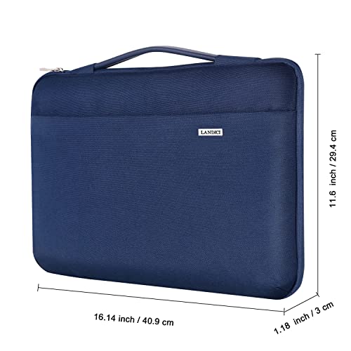 LANDICI 360°Laptop Sleeve Case 15.6 16 Inch Compatible with MacBook Pro 16 M1/M2/M3/M4 2019-2025, 15.6-16” Hp Dell Lenovo Acer Asus, Waterproof Computer Bag Cover with Handle, Blue - color: Blue, size: 15.6-16 inch