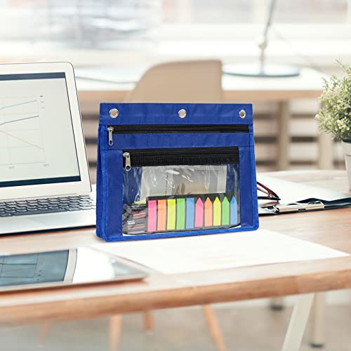 YoeeJob 2 Pack 1 Inch Expandable Zipper Pencil Pouches with Clear Window for 3 Ring Binder, Suitable for School & Office (Blue) - color: Blue