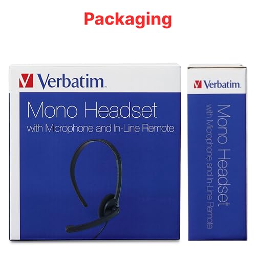 Verbatim Mono 3.5mm Wired Headset with Microphone and in-Line Remote, Black - size: 6.33, style: Mono