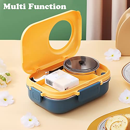 Stainless Steel Bento Box with Insulated Lunch Bag, 900 ml Lunch Box & 200 ml Soup Bowl, Blue & Yellow - color: 900ml-Yellow