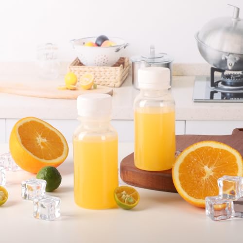 zmybcpack 24 Pack 100ml Plastic Juice Bottles With Caps Dishwasher Safe | Plastic Shot Bottles Heat-Resistant, Reusable Bulk Beverage Containers with Lids for Juice - size: 3.3oz 24pack