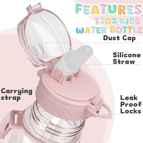 OLDLEY 17oz Kids Water Bottle, Tritan BPA-Free, Leakproof Flip Straw Lid, Motivational Time Marker, Carry Strap, Reusable Clear Water Bottle for Boys & Girls,Cherry Blossom - color: Cherry Blossom, style: 17 Ounces