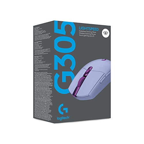 Logitech G305 Lightspeed Wireless Gaming Mouse, Hero Sensor, 12,000 DPI, Lightweight, 6 Programmable Buttons, 250h Battery, On-Board Memory, Compatible with PC, Mac - Lilac - color: Lilac, style: Classic
