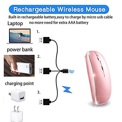Wireless Bluetooth Mouse for iPad pro iPad Air Mac MacBook Pro MacBook Air Laptop iMac Chromebook Win8/10/11 HP DELL PC (Pink) - color: ROSE GOLD PINK