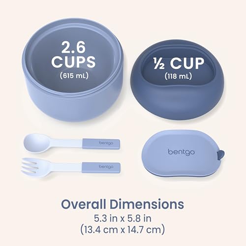 Bentgo Bowl - Insulated Leak-Resistant Bowl with Snack Compartment, Collapsible Utensils and Improved Easy-Grip Design for On-the-Go - Holds Soup, Rice, Cereal & More - BPA-Free, 21.2 oz (Slate) - color: Slate