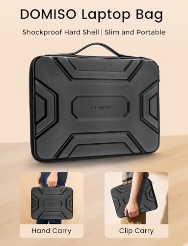 DOMISO 17 inch Laptop Sleeve with Handle, Shockproof and Waterproof EVA Protective Laptop case, Laptop Sleeves for 17.3" HP Dell Asus Laptop, Black - color: Black, size: 17.3 inch