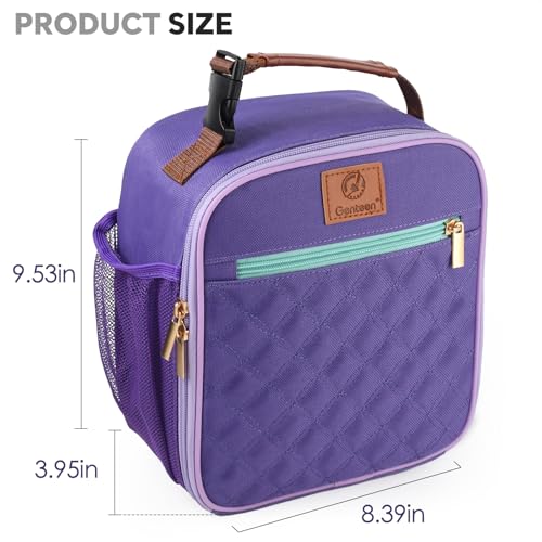 Genteen Kids Lunch Box Insulated Soft Mini Cooler with Bottle Holder, Lightweight Reusable Easy-Clean Lunch bag for Girls, Boys Back to School-purple/White - color: Purple/White