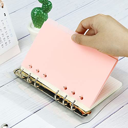 Koqye 12PCS Pink Personal Dividers with 6 Blank Tabs & Planner Stickers | 3.75" x 6.75", Plastic Side Tab Dividers Refillable Page Protectors for 6-Ring Binders, Planner, Agenda - color: Pink - 2set