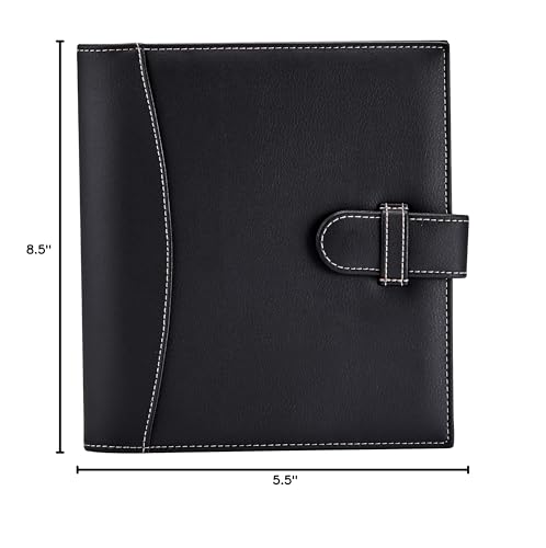 It's Academic Mini Executive Leather Portfolio Folder, 1" Ring Binder and 250-Sheet Capacity, Note Pads, and 5.5"" x 8.5" Documents, 2 Pen Loops, Black Faux Leather (98294) - color: Black, style: 8.5" x 9"
