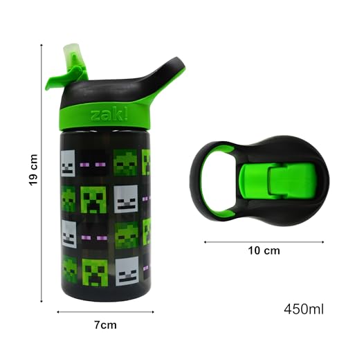 Minecraft Atlantic All Mob Heads Drinks Bottle | Eco Freindly BPA-free Plastic School Water Bottle with Removable straw, spills Proof | fan | Officially Merch 450ML