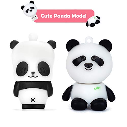 BorlterClamp USB Flash Drive Cute Panda Pattern 32GB Pack of 2 Pcs Pendrive Gift for Students and Children - color: Panda Pattern 32GB*2