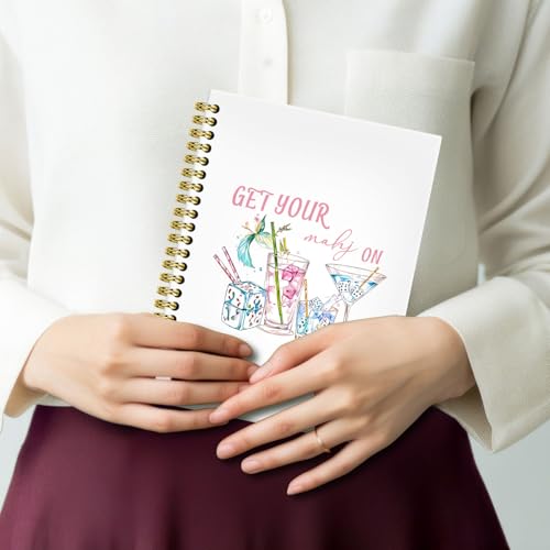 BRRNYOI Mahjong Gifts Notebook Journal 5.5x8.3, Mahjong Gifts for Women Lovers Players Journal Notebook, Cocktail Gift Notebook, Mah Jong Dice Cocktail Hardcover Spiral Notebooks for Note Taking - color: 10