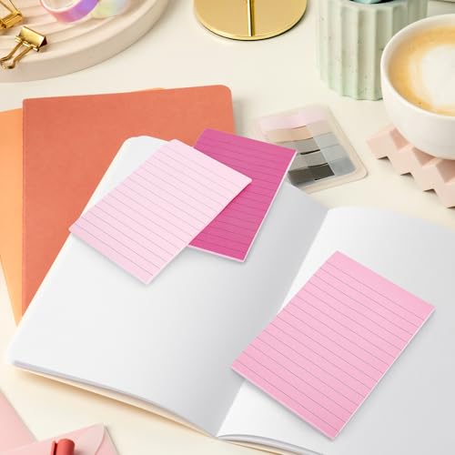 JarThenaAMCS 12Pcs Pink Lined Sticky Notes 6 Colors Gradient Pink Self-Adhesive Notepads Removable Memo Pad for Office School Home Supplies, 4 x 6 Inch - color: Pink
