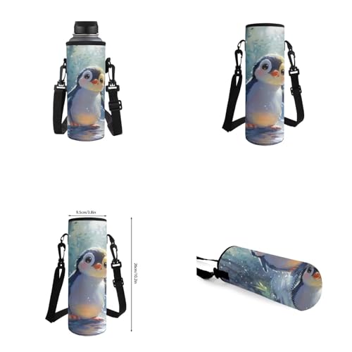 Penguin Backpack for Girls Kids Backpack with Lunch Box Water Bottle Holder with Strap and Kawaii Pencil Case 4PCS Set Cute Bookbag with Front Pocket 17 inch Large Capacity School Bag for Boys - color: Cute Penguin