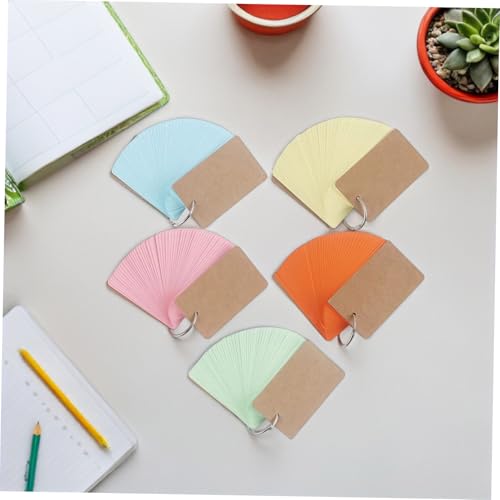 SECFOU 5pcs Portable Flash Cards with Binder Rings Pre-Hole Punched Blank Notecards for Studying DIY Memory Cards for School and Office Use