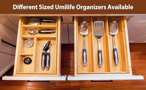 Umilife Drawer Organizer Storage Boxes, 2.5" High Bamboo Drawer Dividers, 5 Rearrangeable Bins for Kitchen, Office Desktop, Clothing, Makeup, vanity, Jewelry - size: 15 x 13 x 2.5" (5 Boxes)