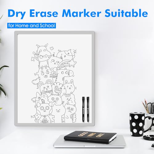 maxtek Magnetic Black Dry Erase Markers with Eraser, Ultra Fine, 6 Count | Low Odor 0.7mm Extra Fine Whiteboard Markers for Planning Whiteboards and Calendar Boards