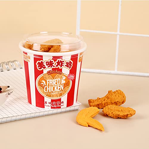 Food Erasers 27 Pack Fried Chicken Desk Pet Erasers for Kids Cute Fun School Supplies Prize Gifts Party Favors - style: Fried Chicken